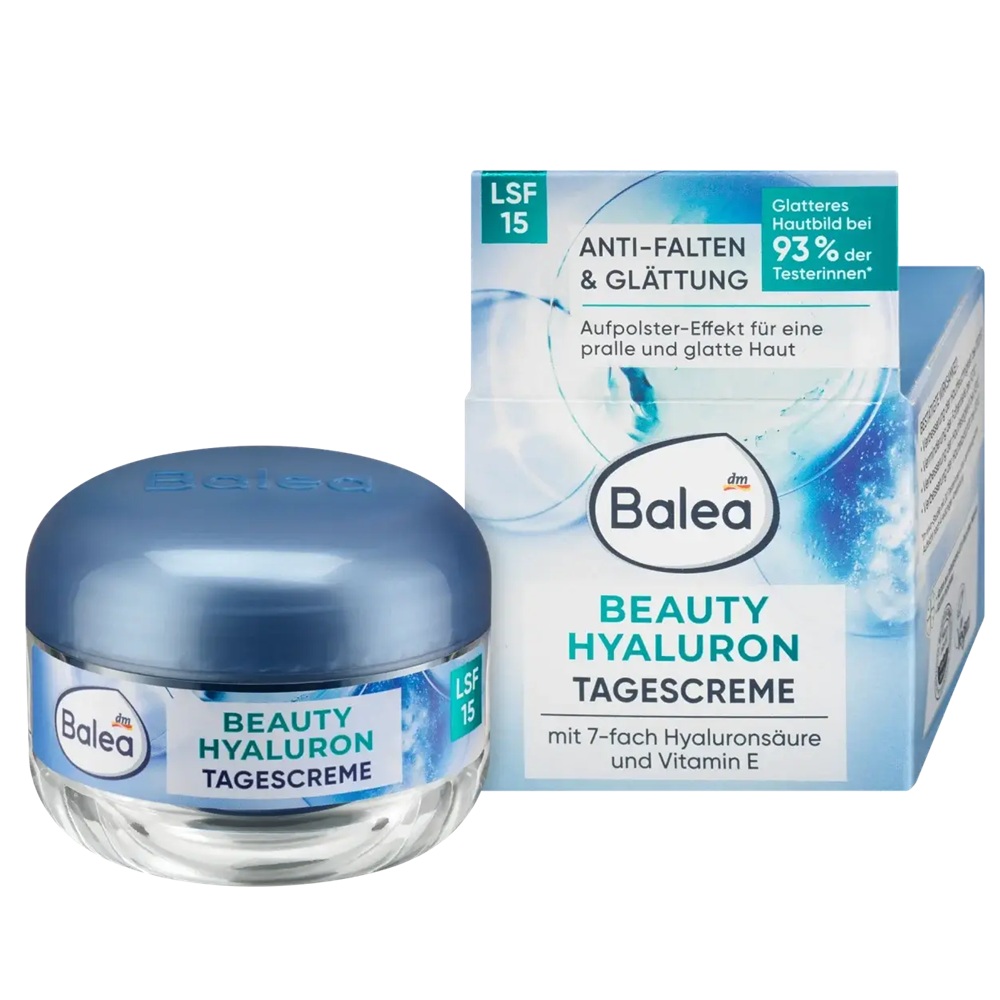 Денний крем Balea Beauty від зморшок з гіалуроновою кислотою і SPF 15, 50 мл